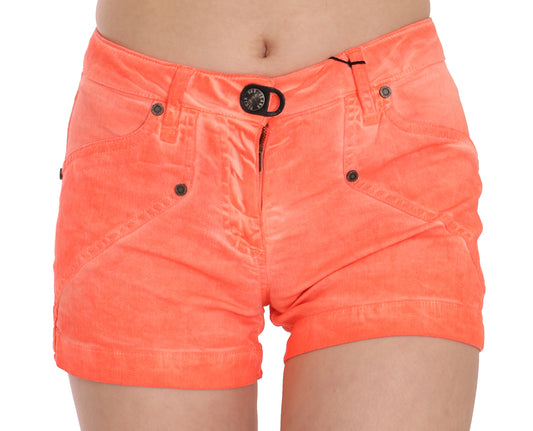 PLEIN SUD Chic Orange Mid Waist Mini Shorts