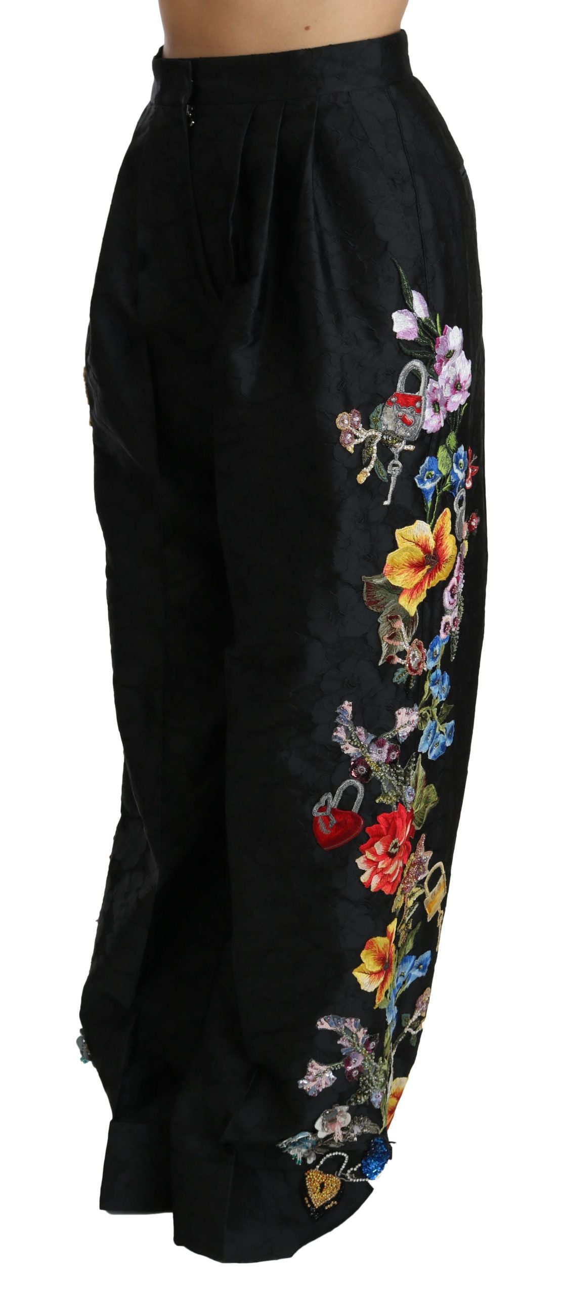 Dolce & Gabbana Elegant High Waist Wide Leg Floral Pants