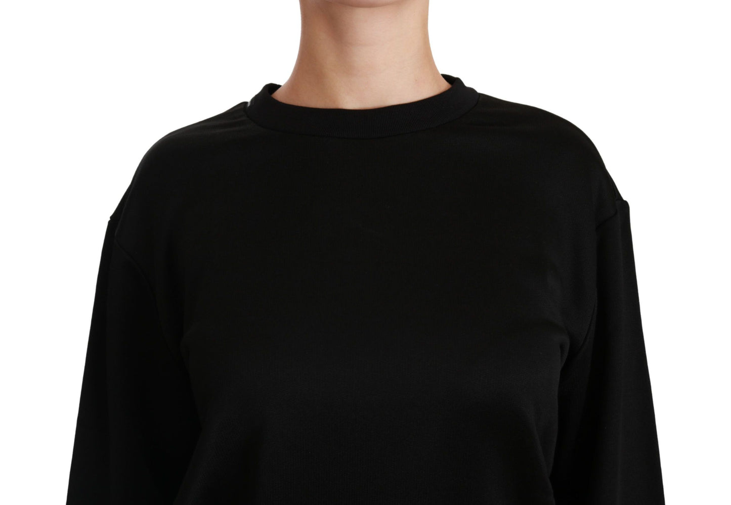 Dolce & Gabbana Elegant Black Cotton Crew Neck Pullover Sweater