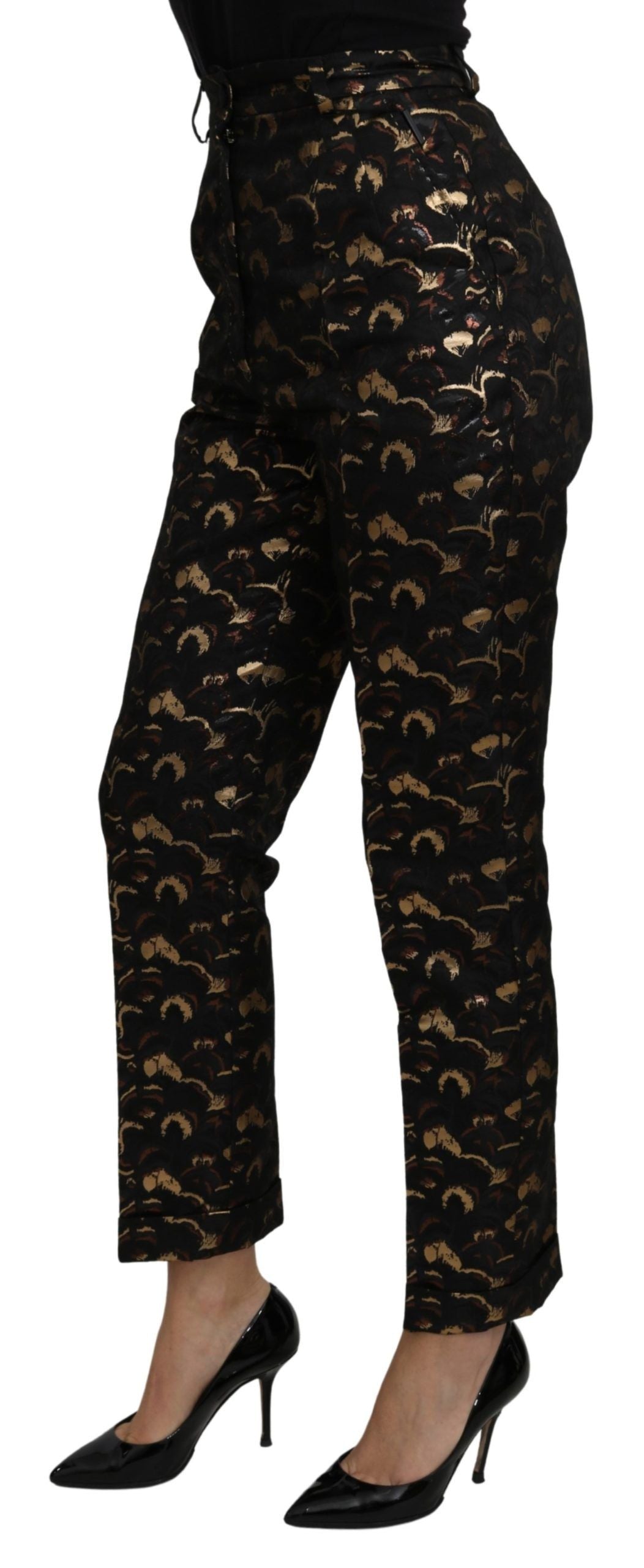 Dolce & Gabbana Elegant High Waist Tapered Brocade Pants