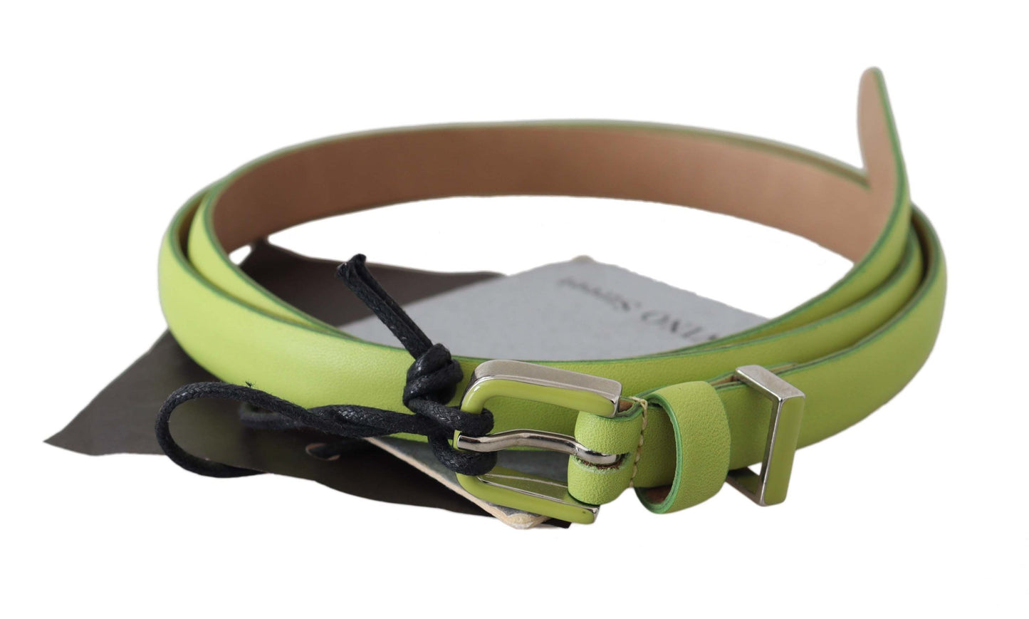 Scervino Street Classic Green Leather Belt with Silver-Tone Hardware