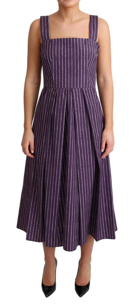 Dolce & Gabbana Elegant Sleeveless A-Line Purple Stripe Dress