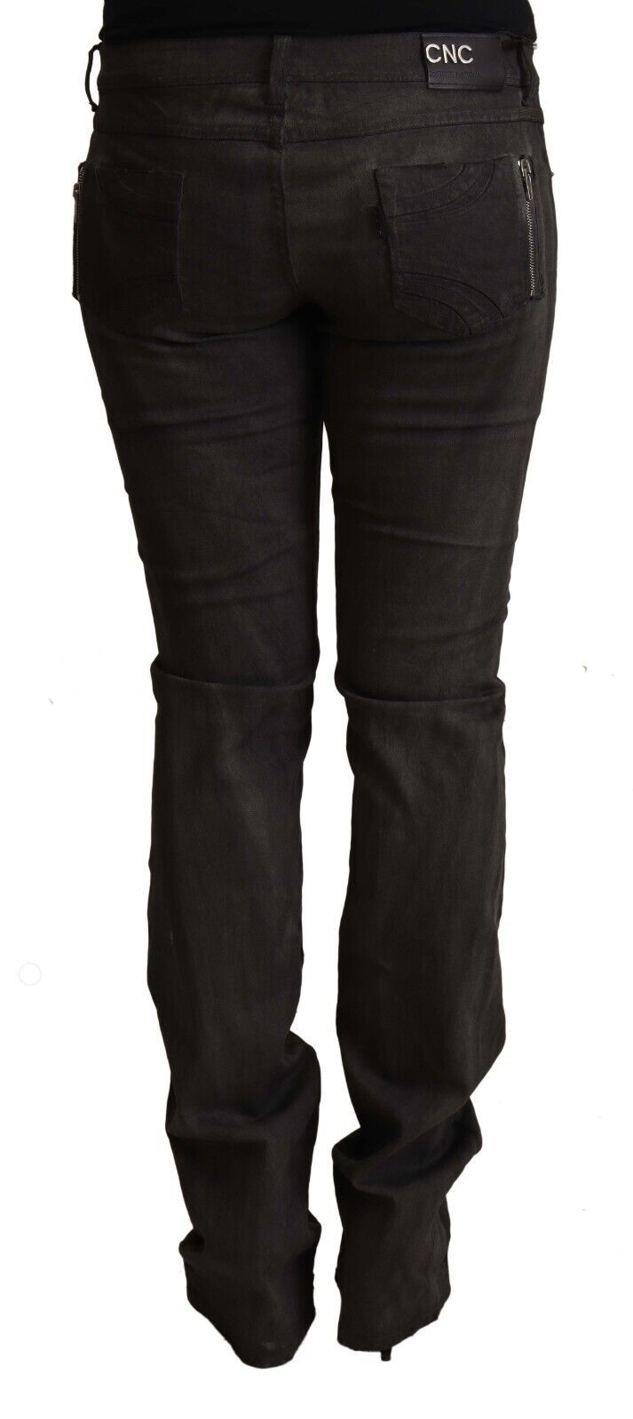 Costume National Elegant Mid Waist Skinny Black Trousers