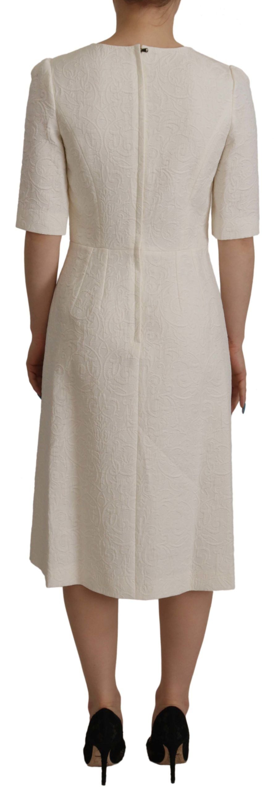 Dolce & Gabbana Exquisite Jacquard Midi Dress in White