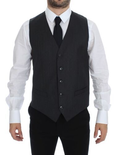 Dolce & Gabbana Elegant Gray Wool Formal Vest - Obsession Luxury