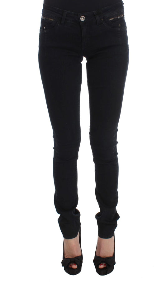 Costume National Sleek Slim Fit Designer Jeans in Classic Black