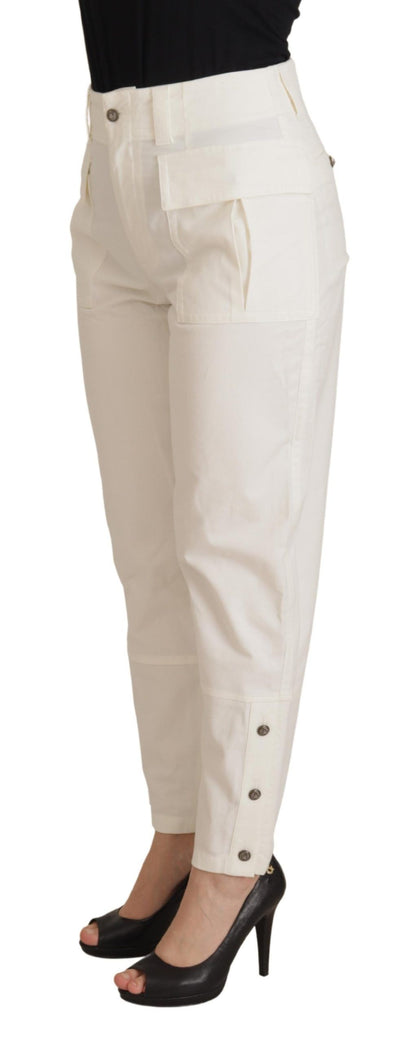 Dolce & Gabbana Elegant White High-Waist Tapered Trousers