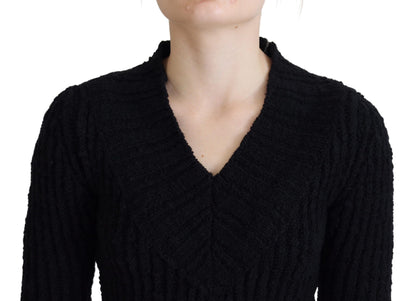 Dolce & Gabbana Elegant Black Wool Blend Sweater Dress