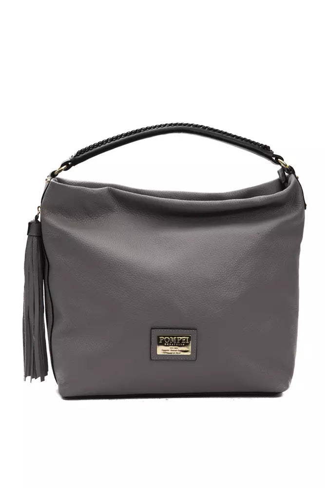 Pompei Donatella Gray Leather Women Shoulder Bag