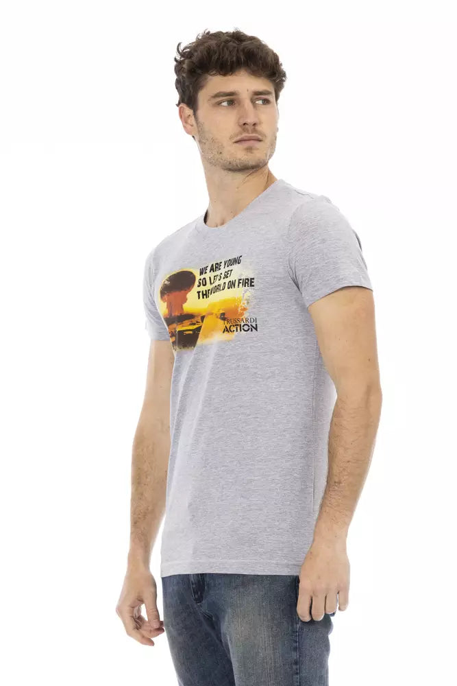 Trussardi Action Gray Cotton Men T-Shirt