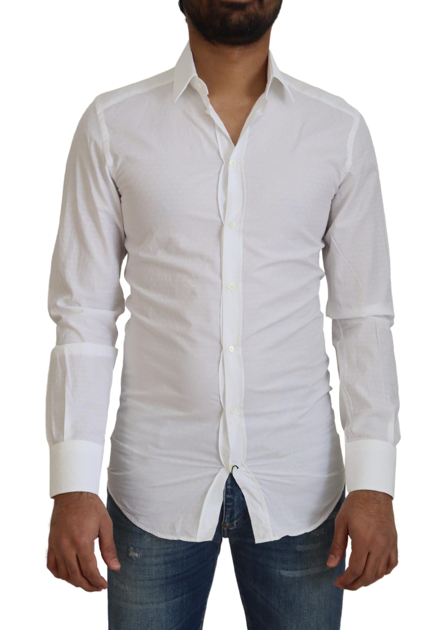 Dolce & Gabbana Elegant White Cotton Dress Shirt Slim Fit