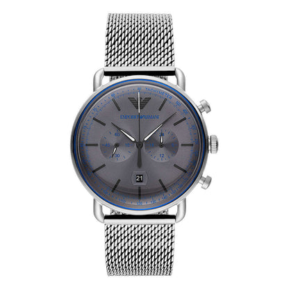 Emporio Armani Sophisticated Silver Steel Chronograph Watch