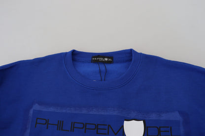 Philippe Model Chic Blue Printed Long Sleeve Pullover Sweater