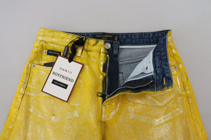 Dolce & Gabbana Chic High Waist Straight Jeans in Vibrant Yellow