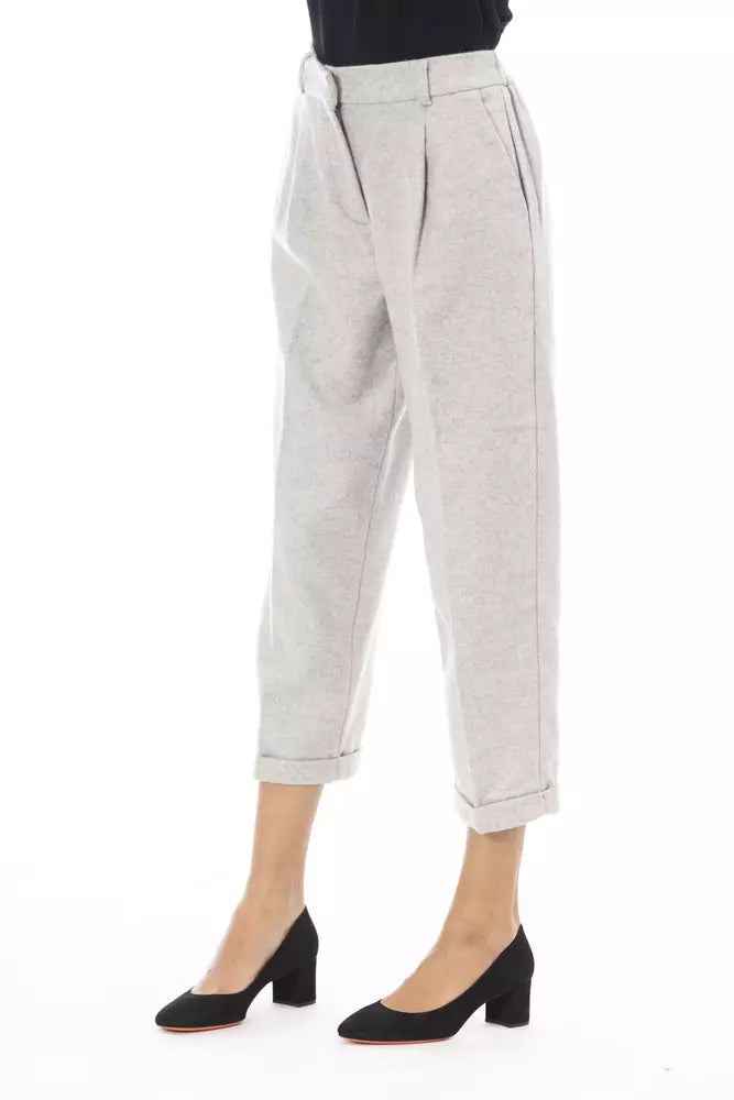 Alpha Studio Gray Wool Women Trouser