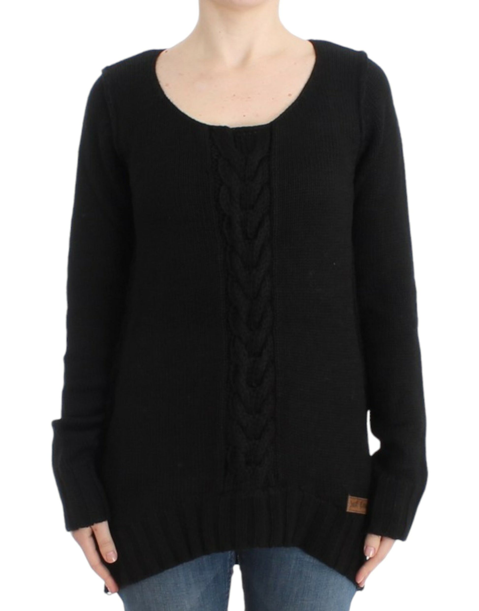 Cavalli Alluring Black Knitted Crew Neck Sweater - Obsession Luxury