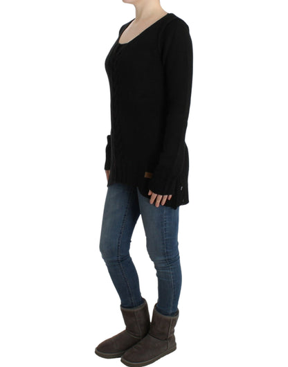 Cavalli Alluring Black Knitted Crew Neck Sweater - Obsession Luxury