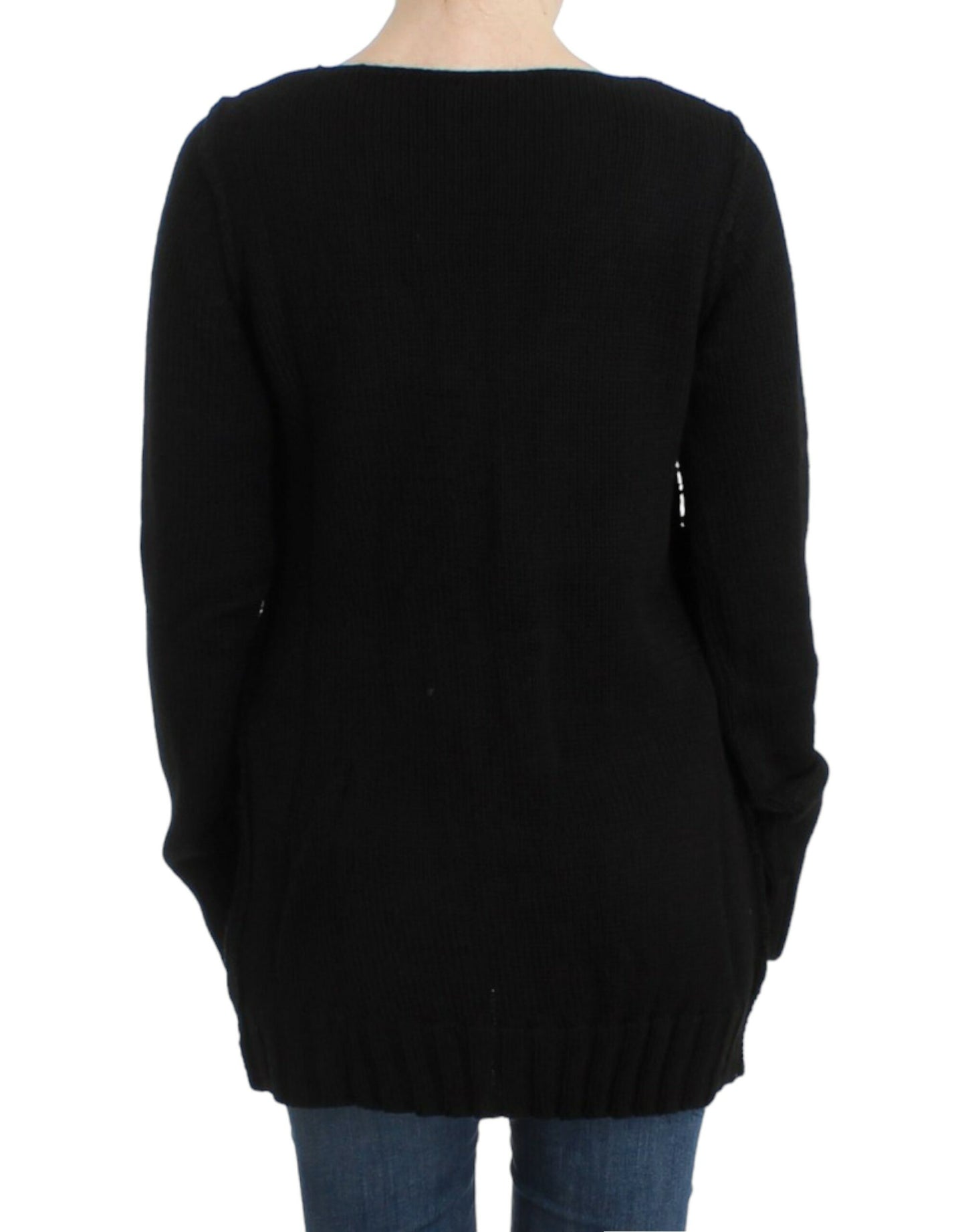 Cavalli Alluring Black Knitted Crew Neck Sweater - Obsession Luxury