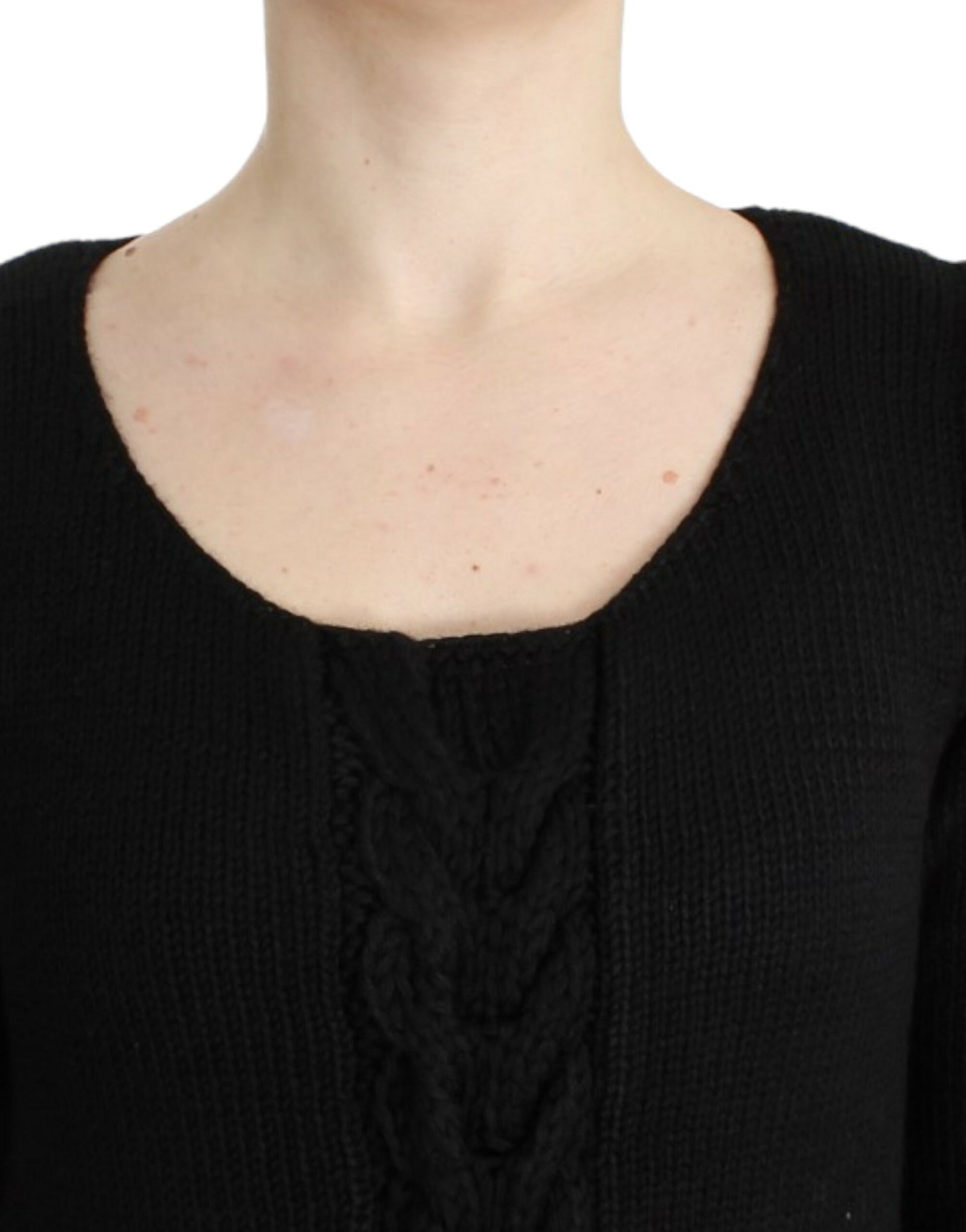 Cavalli Alluring Black Knitted Crew Neck Sweater - Obsession Luxury