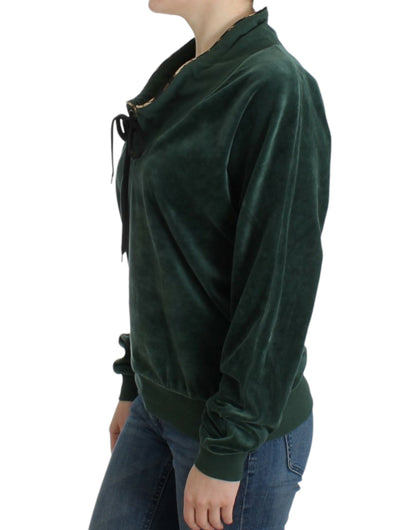 Cavalli Elegant Green Mock Sweater with Rhinestone Detail - Obsession Luxury