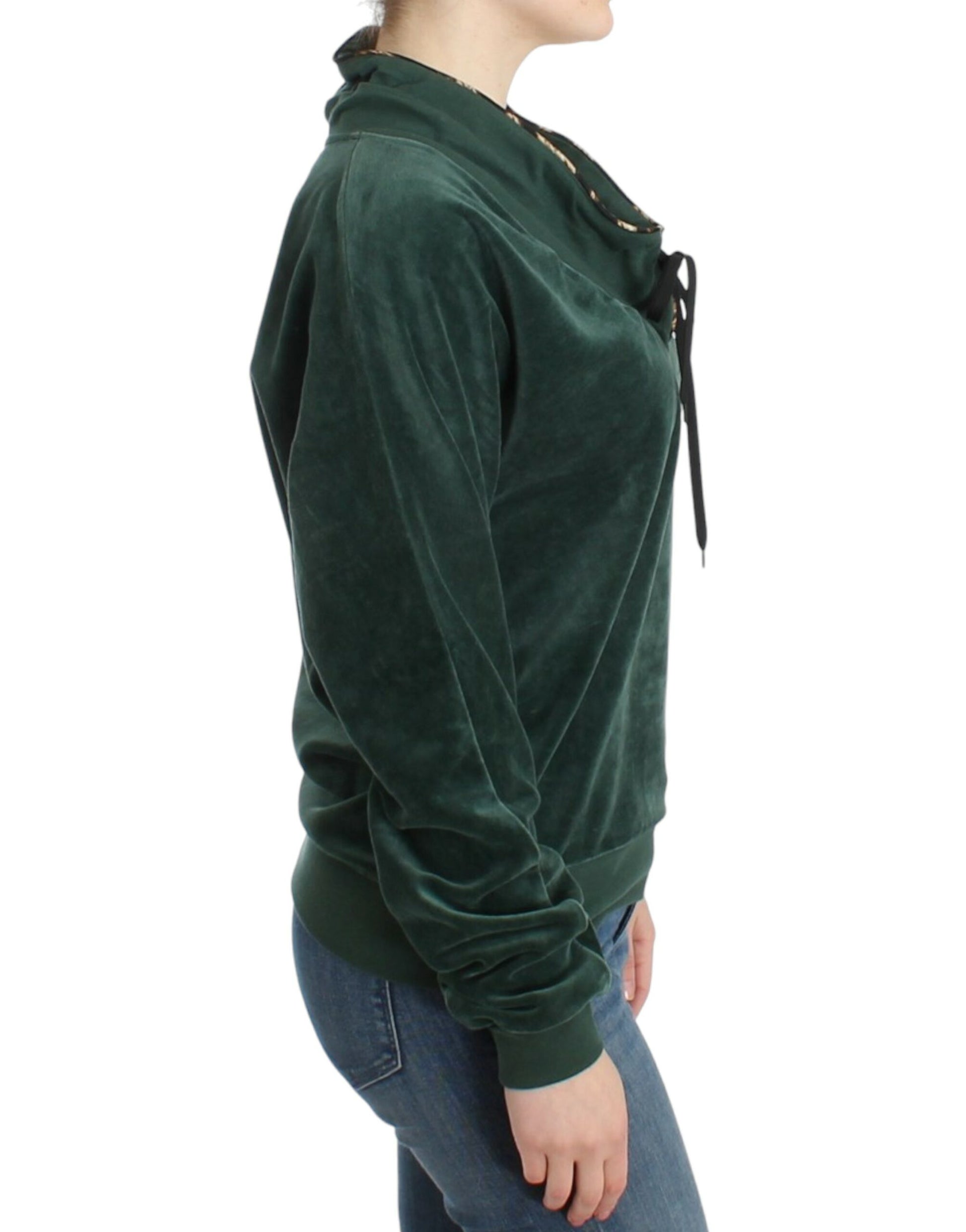 Cavalli Elegant Green Mock Sweater with Rhinestone Detail - Obsession Luxury