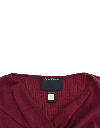 Cavalli Elegant Purple Keyhole Wool Sweater - Obsession Luxury