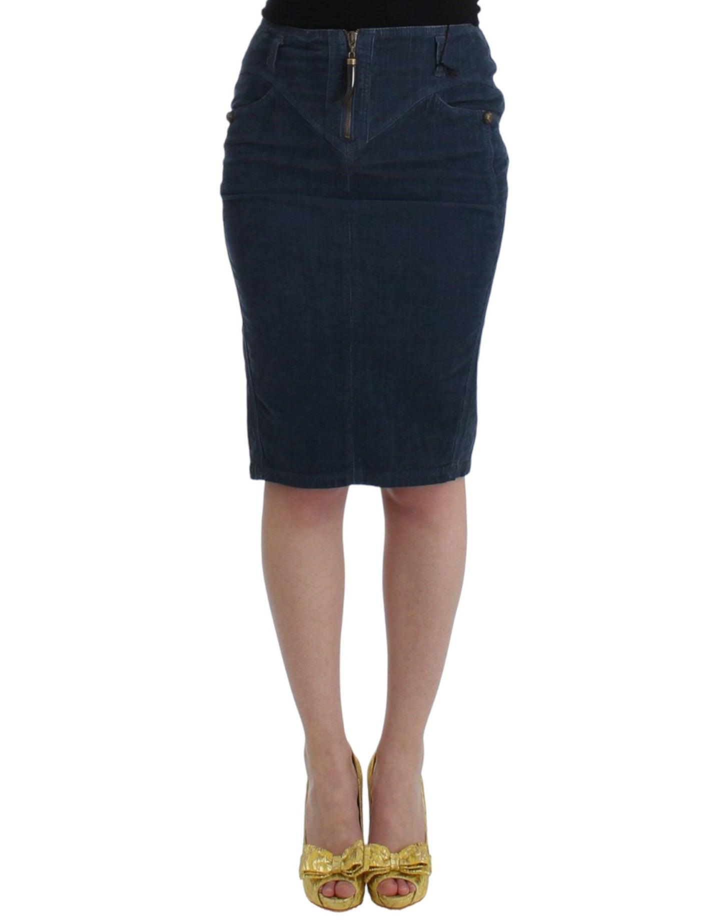 Cavalli Elegant Blue Pencil Skirt - Obsession Luxury