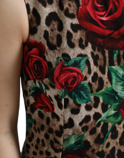 Dolce & Gabbana Elegant Leopard Floral A-Line Dress