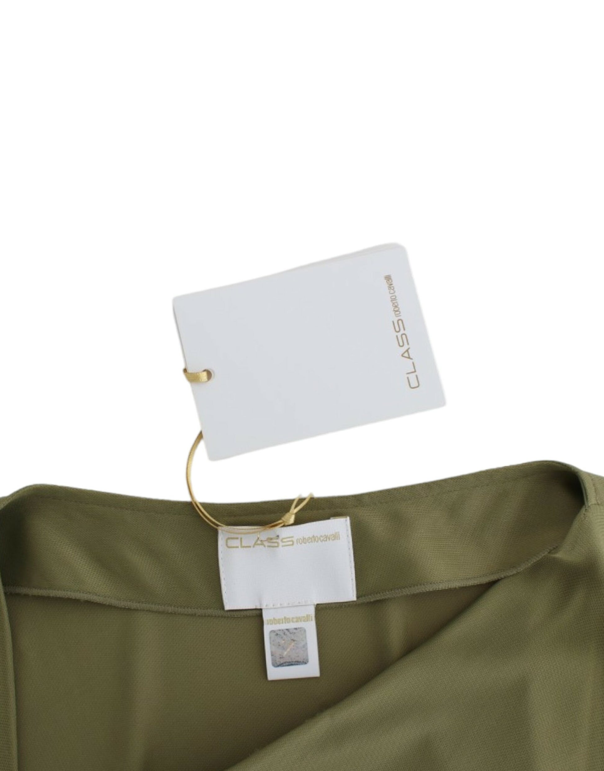 Cavalli Elegant Green Jersey Blouse with Gold Accents - Obsession Luxury