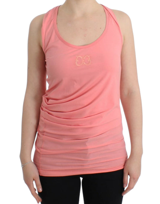 Cavalli Chic Pink Cotton Blend Tank Top - Obsession Luxury