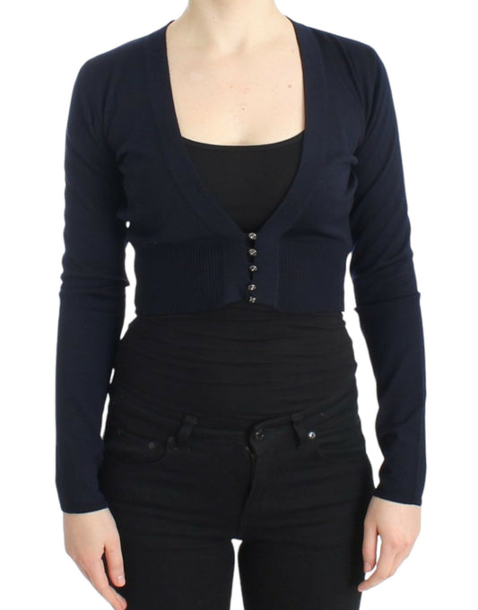 Cavalli Elegant Cropped Virgin Wool Cardigan - Obsession Luxury