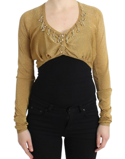 Cavalli Embellished Gold Shimmer Shrug - Obsession Luxury