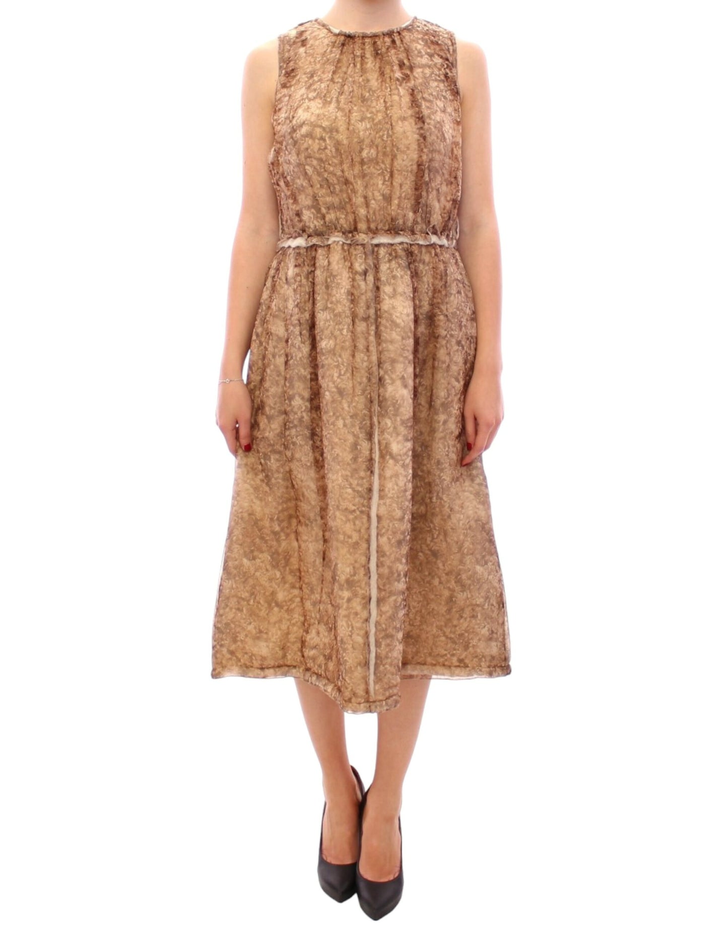 Dolce & Gabbana Elegant Silk Sleeveless Knee-Length Dress - Obsession Luxury