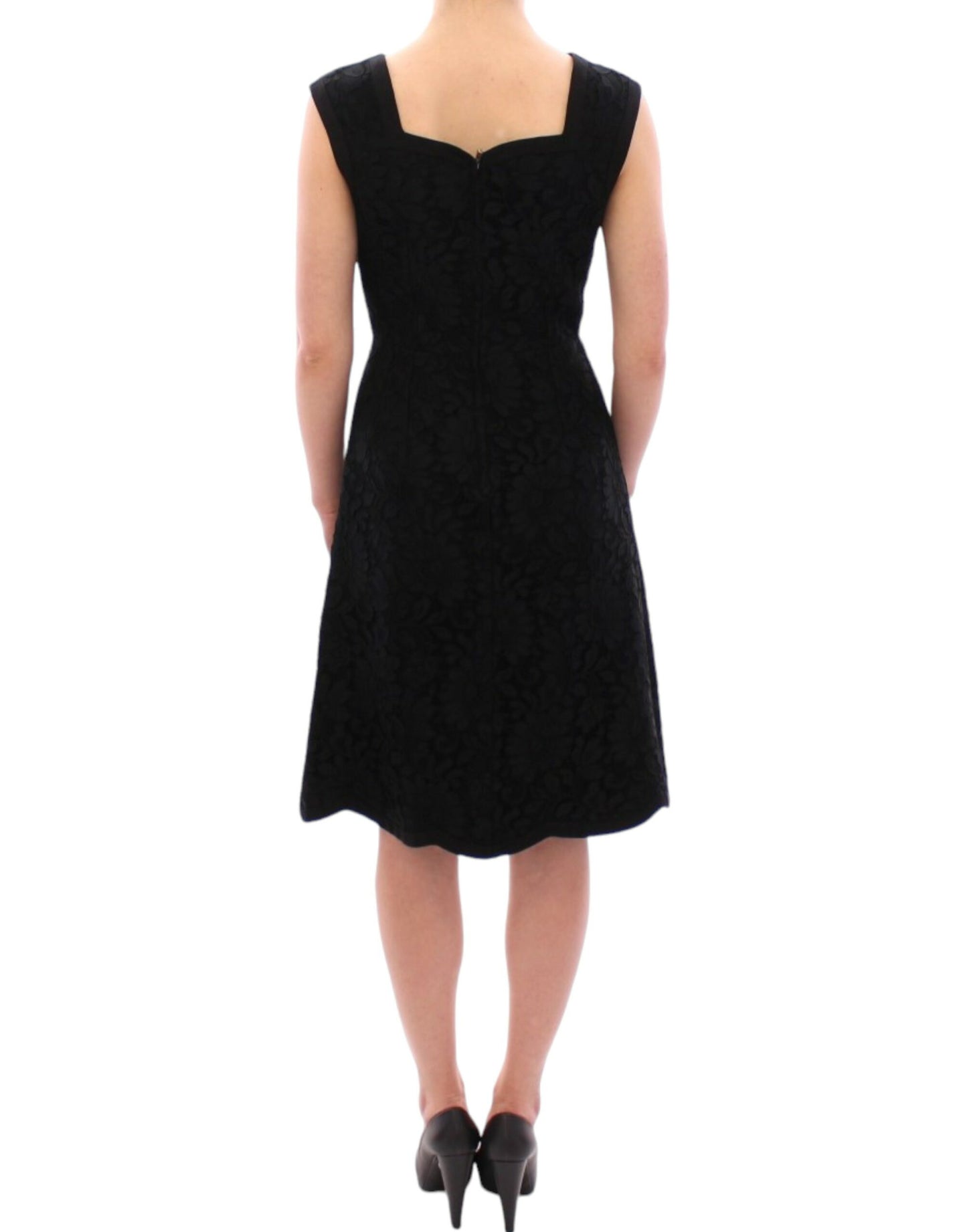 Dolce & Gabbana Elegant Black Floral Lace Dress - Obsession Luxury