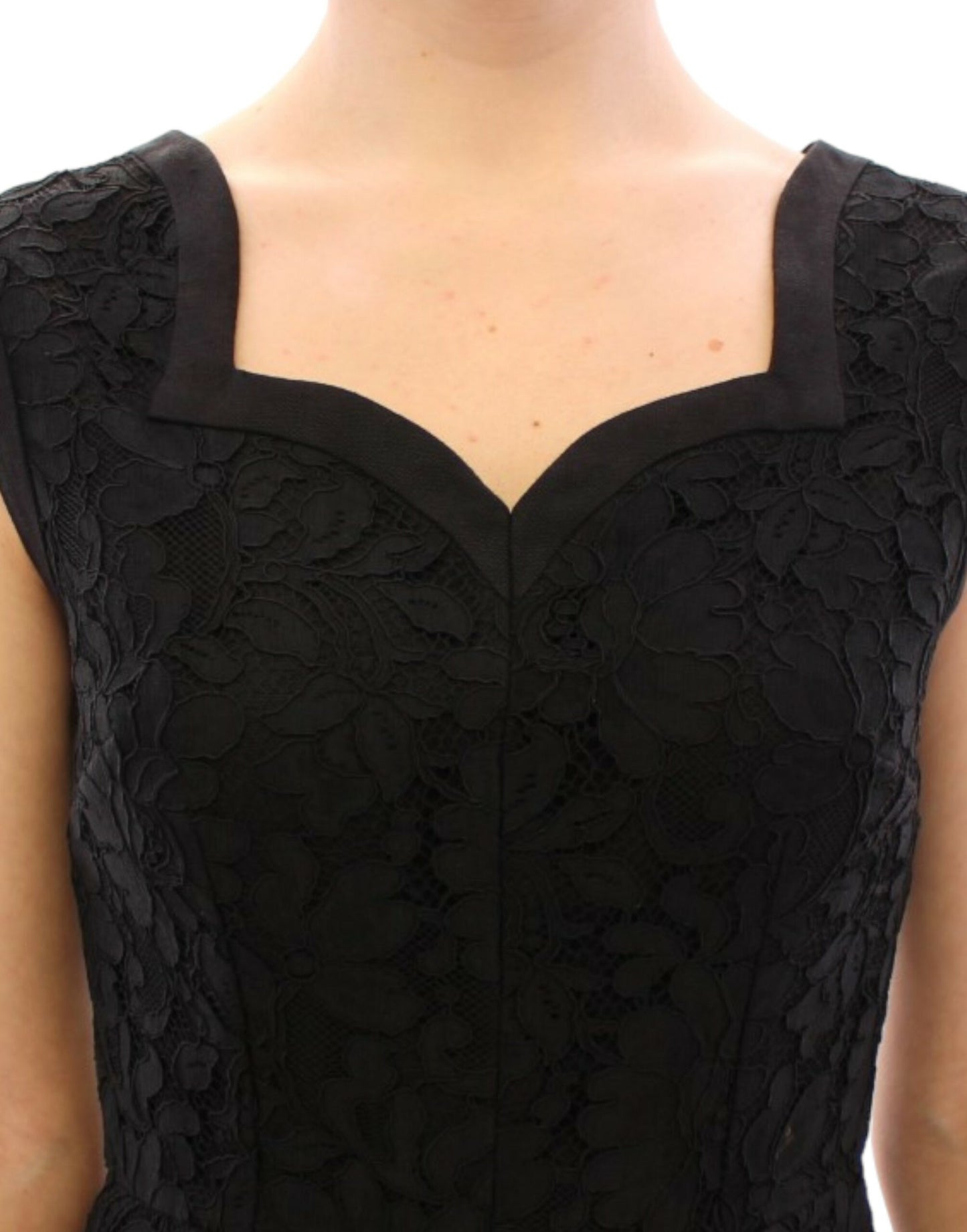 Dolce & Gabbana Elegant Black Floral Lace Dress - Obsession Luxury