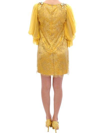 Dolce & Gabbana Yellow Lace Crystal Embellished Mini Dress - Obsession Luxury