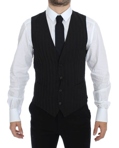 Dolce & Gabbana Elegant Striped Wool Dress Vest - Obsession Luxury