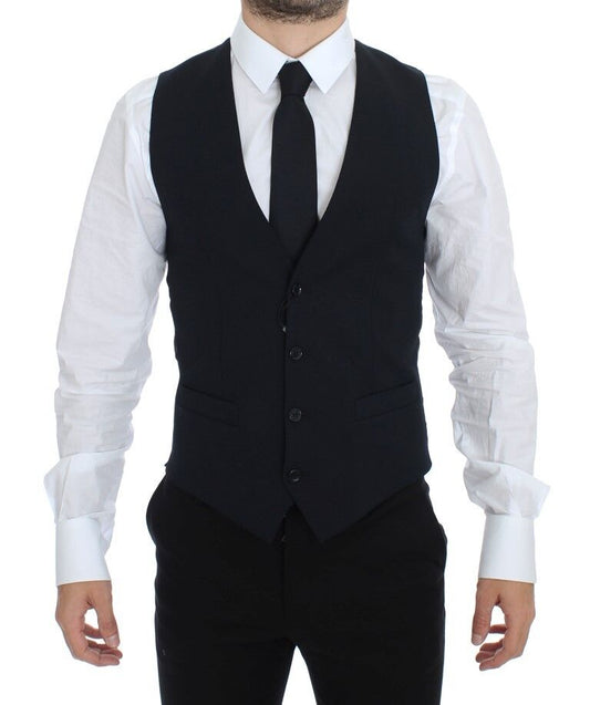 Dolce & Gabbana Elegant Blue Wool Dress Vest - Obsession Luxury