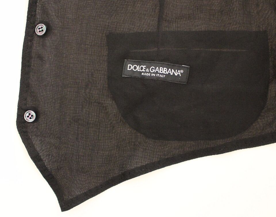 Dolce & Gabbana Elegant Black Wool Dress Vest - Obsession Luxury