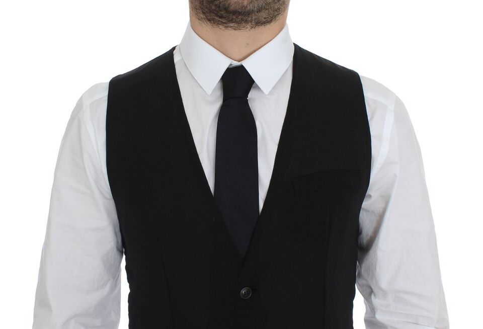 Dolce & Gabbana Elegant Black Wool Dress Vest - Obsession Luxury