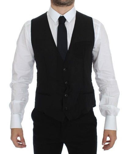 Dolce & Gabbana Elegant Black Wool Dress Vest - Obsession Luxury