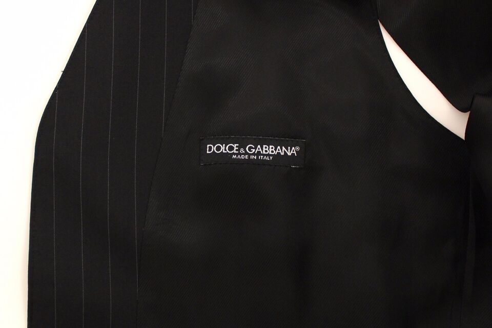 Dolce & Gabbana Chic Black Striped Wool Silk Dress Vest - Obsession Luxury