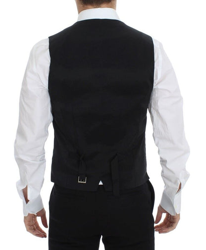 Dolce & Gabbana Elegant Black Wool Silk Dress Vest - Obsession Luxury