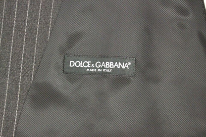 Dolce & Gabbana Elegant Gray Striped Wool Dress Vest - Obsession Luxury