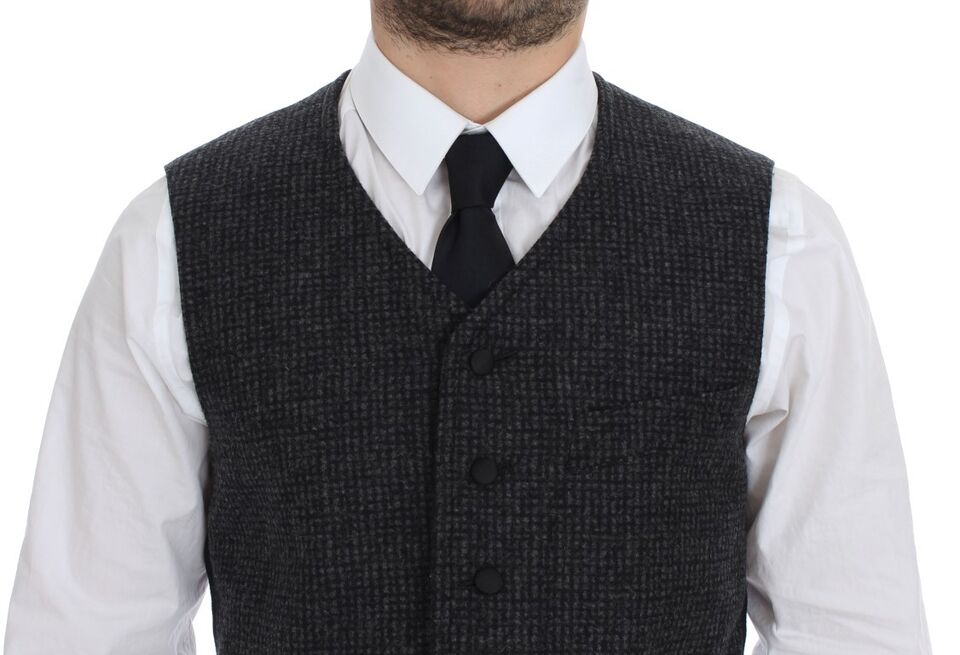 Dolce & Gabbana Elegant Gray Wool Blend Dress Vest - Obsession Luxury