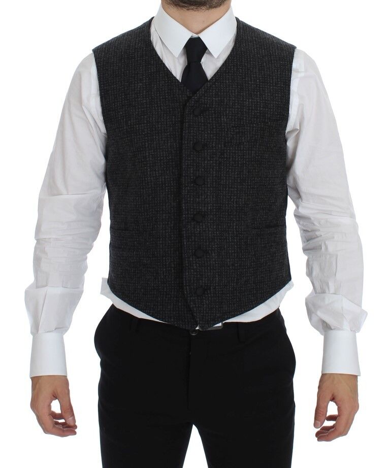 Dolce & Gabbana Elegant Gray Wool Blend Dress Vest - Obsession Luxury