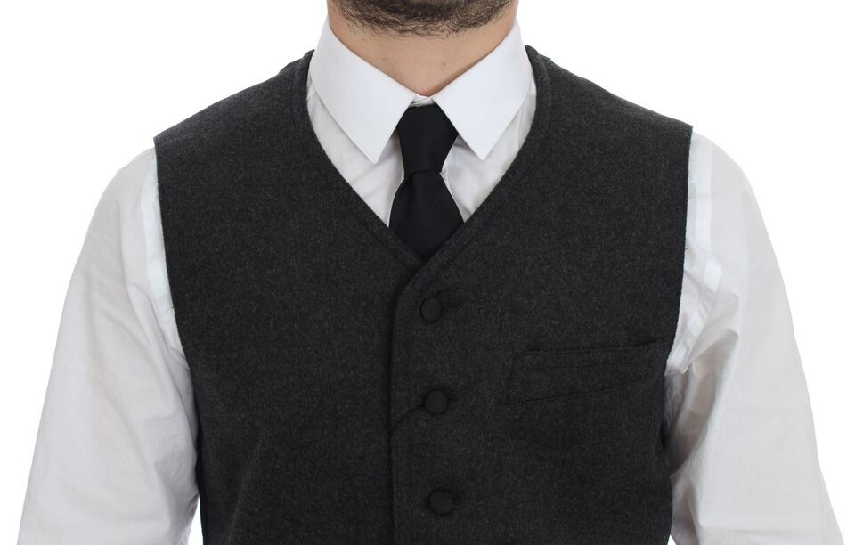 Dolce & Gabbana Elegant Gray Wool Blend Dress Vest - Obsession Luxury