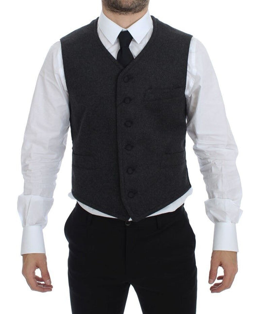 Dolce & Gabbana Elegant Gray Wool Blend Dress Vest - Obsession Luxury