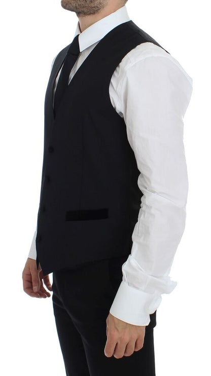 Dolce & Gabbana Elegant Black Wool Formal Dress Vest - Obsession Luxury