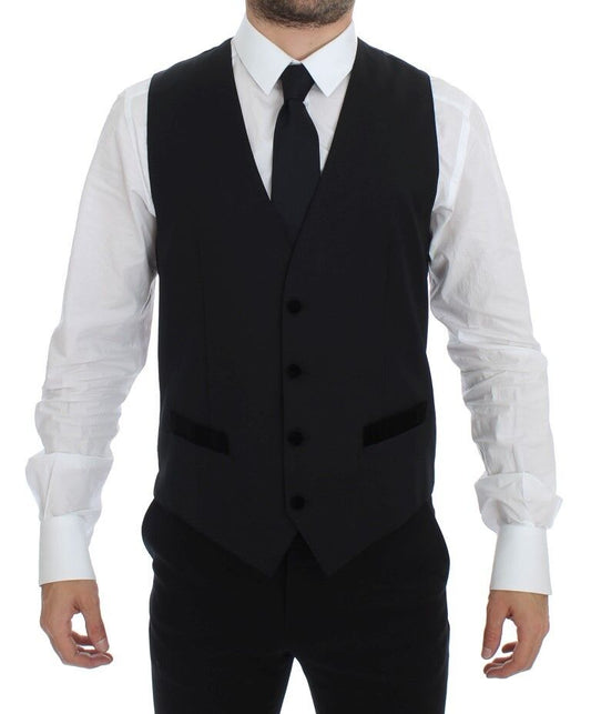 Dolce & Gabbana Elegant Black Wool Formal Dress Vest - Obsession Luxury